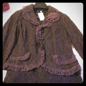 Teri Jon chocolate suit